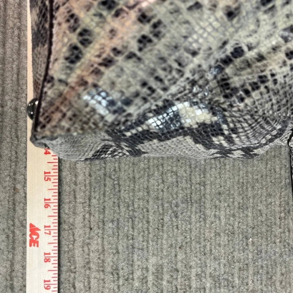 Michael Kors Hamilton Snakeskin Embossed Leather Satchel Bag Silver Hardware
